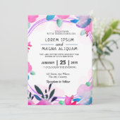 De florale uitnodigkaart van het huwelijk bewaart  kaart (Staand voorkant)