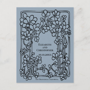 De  Flower Bookplate bruiloft bewaart de datum Briefkaart