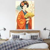 De Fluistering van de Robijnrode Bloem Canvas Afdruk (Insitu (Slaapkamer))