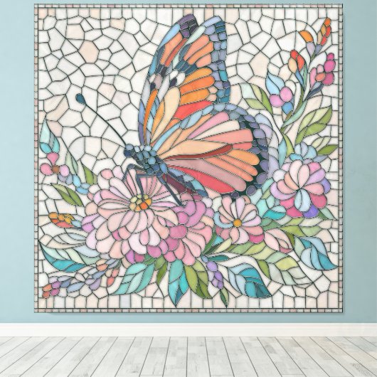 De fluisteringen van de bloesems - Mozaïekkunst Canvas Afdruk (Insitu (Houten vloer))