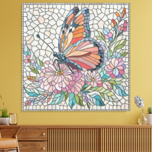 De fluisteringen van de bloesems - Mozaïekkunst Canvas Afdruk (Insitu (Woonkamer))