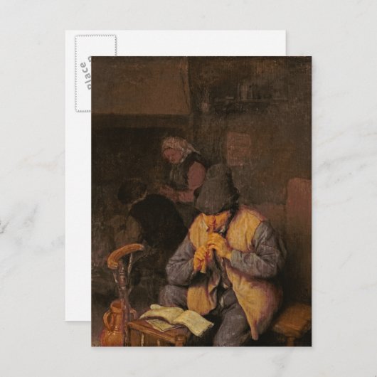 De Flute Player, 17e eeuw Briefkaart (Voorkant / Achterkant)