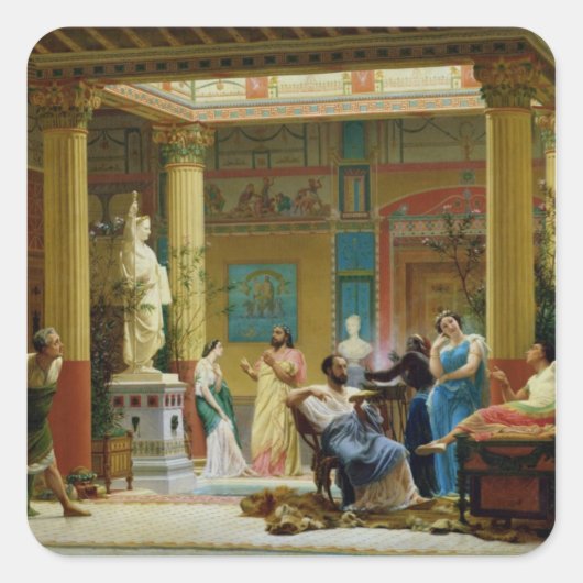 De Fluteplayer" en de echtgenote "Diomedes" Vierkante Sticker (Voorkant)