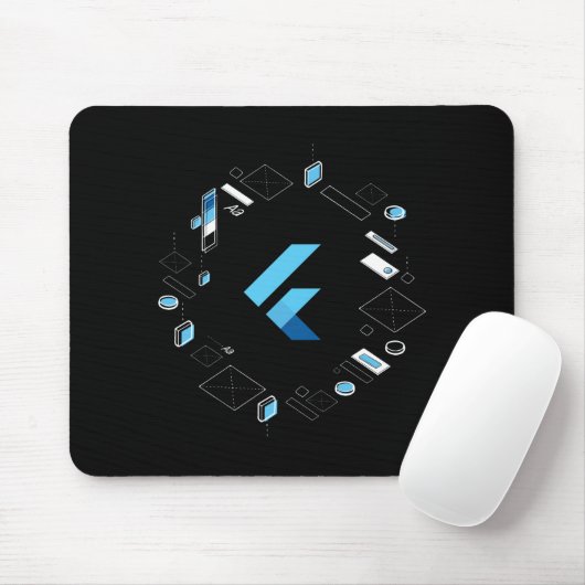 De Flutter logo van I/O 2018 op een mousepad! Muismat (Met muis)