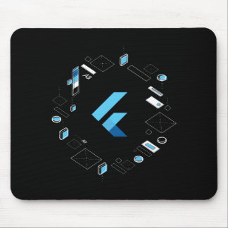 De Flutter logo van I/O 2018 op een mousepad! Muismat