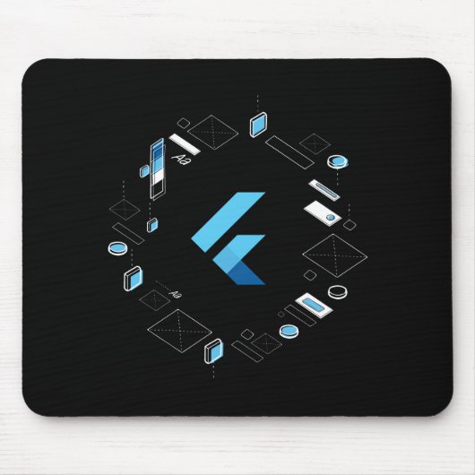 De Flutter logo van I/O 2018 op een mousepad! Muismat (Voorkant)