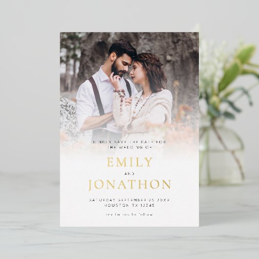 De Folie van de Luxe van de Bekleding van de foto  Uitnodiging (Staand Voorkant)