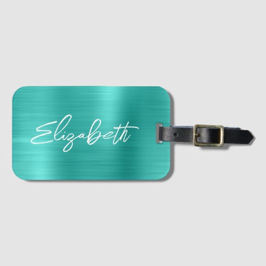 De Folie van Turquoise de Moderne Voornaam van het Bagagelabel (Voorkant (horizontaal))