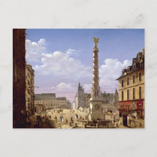 De fontein in de Place du Chatelet Briefkaart (Voorkant)