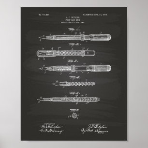 De fontein Pen 1905 Patent Art Chalkboard Poster
