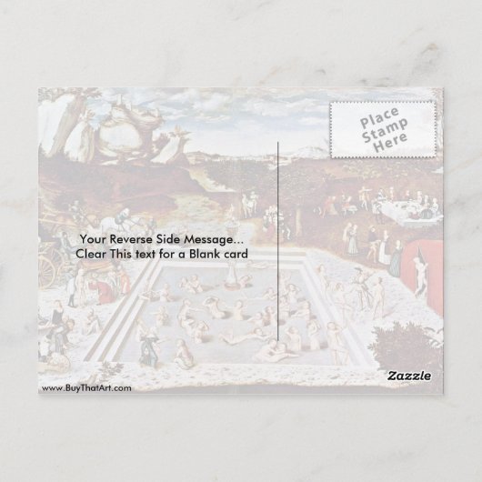 De fontein van de jeugd door Lucas Cranach (I) Briefkaart (Achterkant)