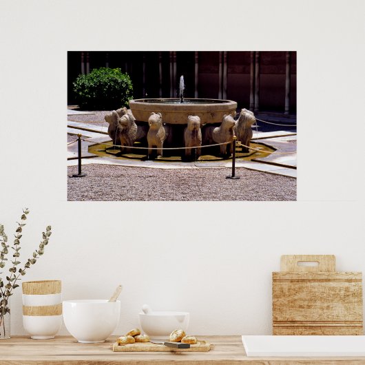 De fontein van de Lion, het Alhambra, Granada, Poster (Keuken)