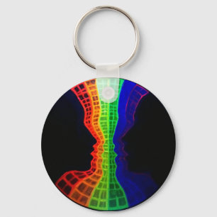 De fontein van liefde fluorescerende kleurrijke re sleutelhanger