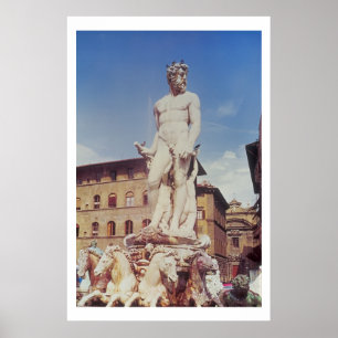 De fontein van Neptune, details van de figuur N Poster
