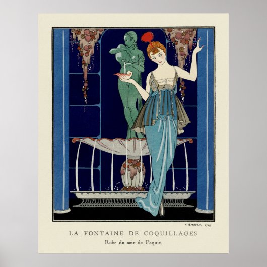 De fontein van Shell door George Barbier Poster (Voorkant)