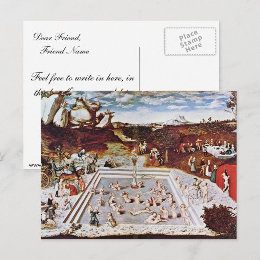 De fontein van Youth door Cranach D. Ä. Lucas (Bes Briefkaart (Voorkant / Achterkant)