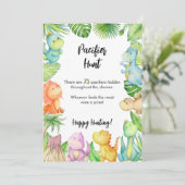 De fopspeen jacht dinosaurus Baby shower spel Kaar Kaart (Staand voorkant)