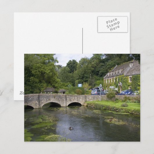 de forelstroom in het dorp Bibury, Briefkaart (Voorkant / Achterkant)