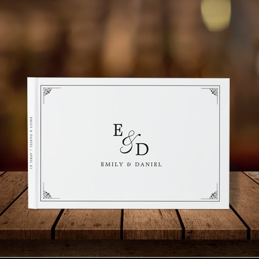 De formele Elegante Zwart-Wit Huwelijk Gastenboek