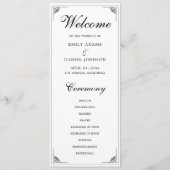 De formele Elegante Zwart-Wit Huwelijk Programmakaart (Voorkant)