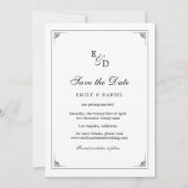 De formele Elegante Zwart-Wit Huwelijk Save The Date (Voorkant)