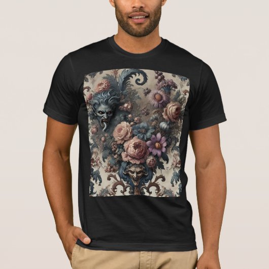 De Formele Fijnden – Gotisch Bloemendesign T-shirt (Voorkant)