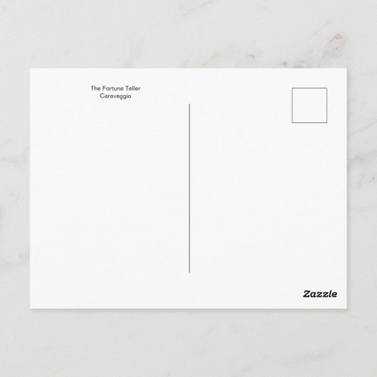 De Fortune Teller van het Briefkaart Caravaggio (Achterkant)