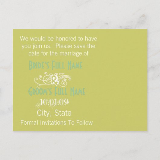 De foto bewaart de Datum Aankondigingskaart (Achterkant)