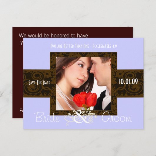 De foto bewaart de Datum Aankondigingskaart (Voorkant / Achterkant)