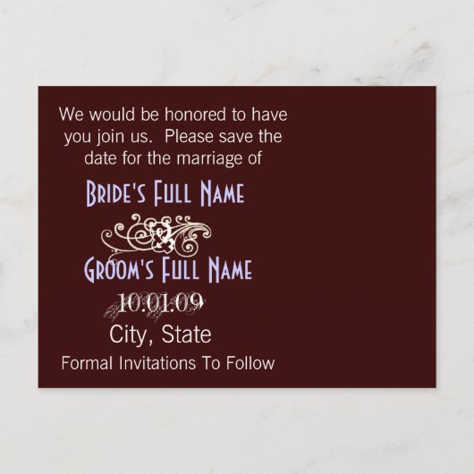 De foto bewaart de Datum Aankondigingskaart (Achterkant)