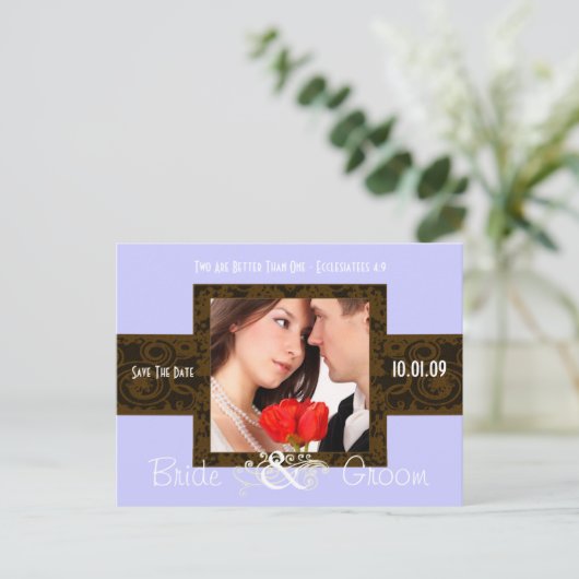 De foto bewaart de Datum Aankondigingskaart (Staand voorkant)