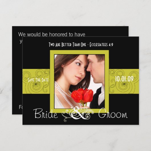 De foto bewaart de Datum Aankondigingskaart (Voorkant / Achterkant)