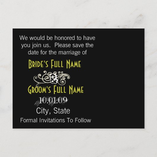 De foto bewaart de Datum Aankondigingskaart (Achterkant)