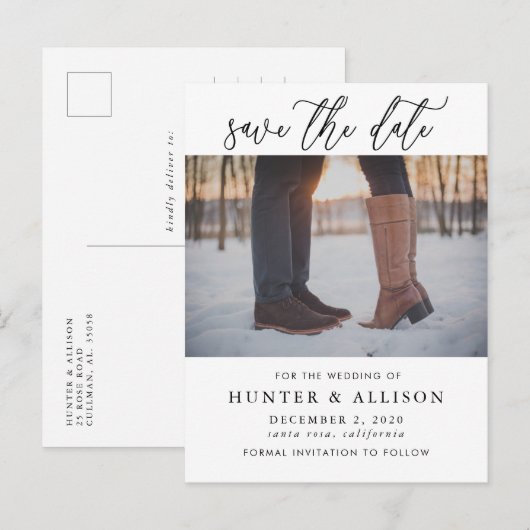 De foto bewaart de Datum Uitnodiging Briefkaart (Voorkant / Achterkant)