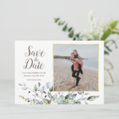 De foto bewaart de Datum | Waterverf van goudLijst Save The Date (Staand voorkant)