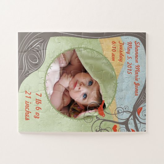 De foto en geboortestatistieken van uw baby Bosboo Legpuzzel (Horizontaal)