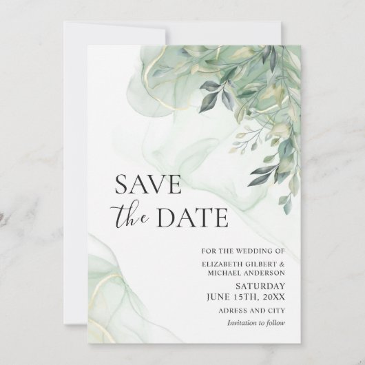 De Foto Eucalyptus Greenery Save the Date Invitati Kaart (Voorkant)