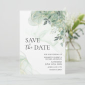 De Foto Eucalyptus Greenery Save the Date Invitati Kaart (Staand voorkant)