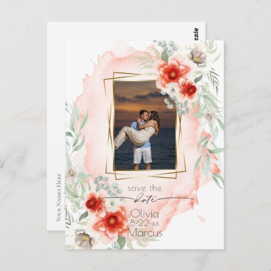 De Foto Persimmon van de waterverf sparen de Datum Briefkaart (Voorkant / Achterkant)