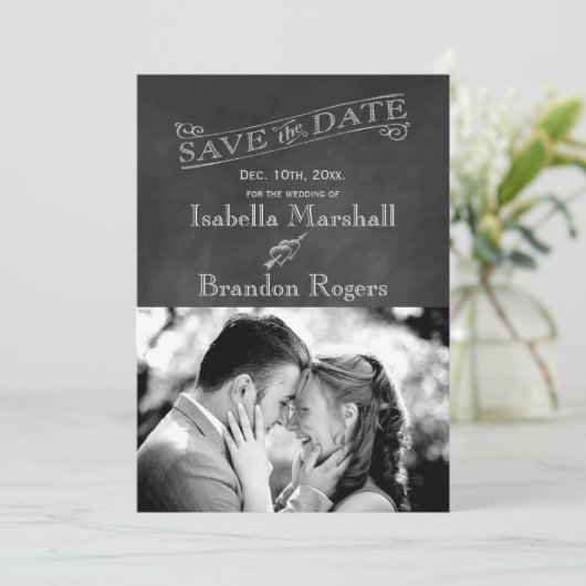 De Foto van Chalkboard sparen de Datum Save The Date (Staand voorkant)