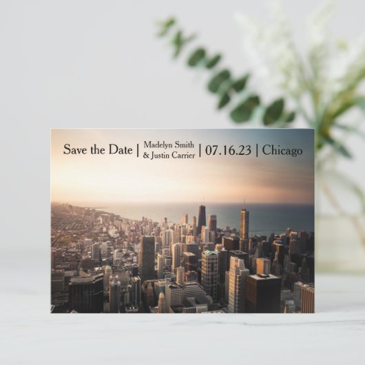 De Foto van Chicago - 3x5 sparen de Datum Save The Date (Staand voorkant)