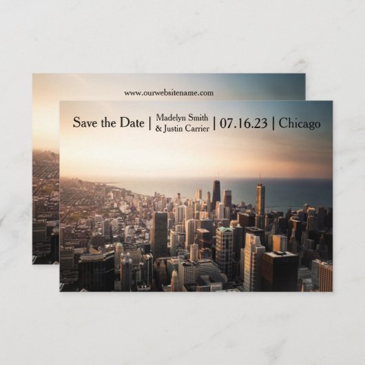 De Foto van Chicago - 3x5 sparen de Datum Save The Date (Voorkant / Achterkant)