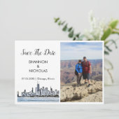 De Foto van Chicago Skyline Verloving sparen de Da Save The Date (Staand voorkant)