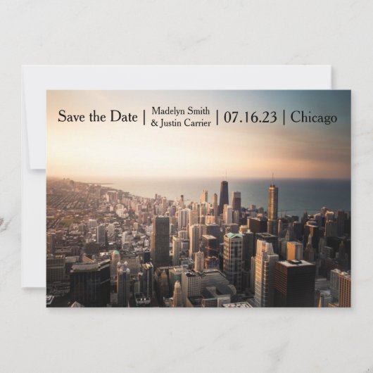 De Foto van Chicago - sparen de Datum Save The Date (Voorkant)