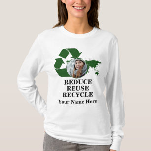 De foto van de aarddag vermindert hergebruik recyc t-shirt