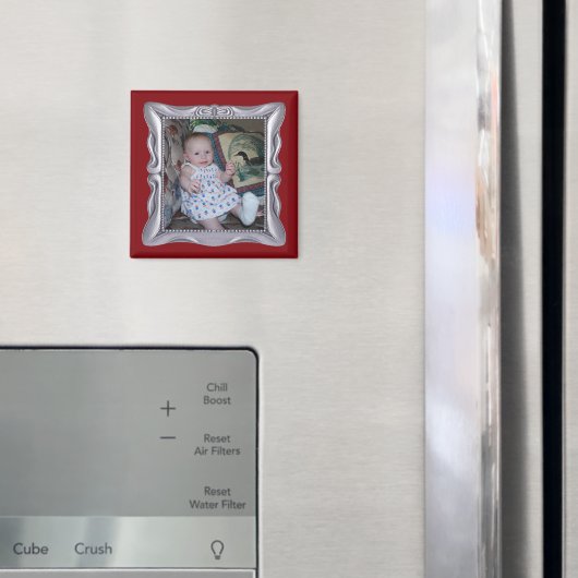 De Foto van de Baby van de douane in Fancy Zilver  Magneet (Insitu (Koelkast))