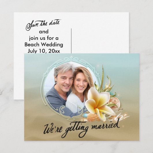 De Foto van de Bestemming van het strand sparen de Aankondigingskaart (Voorkant / Achterkant)