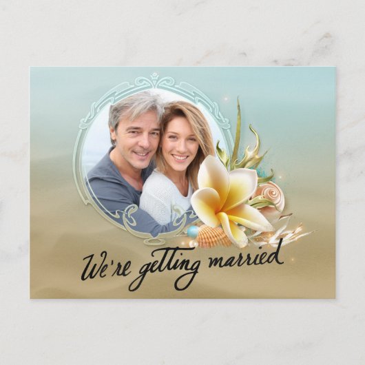 De Foto van de Bestemming van het strand sparen de Aankondigingskaart (Voorkant)