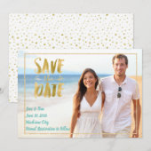 De Foto van de Bestemming van het strand sparen de Save The Date (Voorkant / Achterkant)