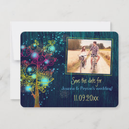 De foto van de Bigoudineboom van de Midnight Blauw Save The Date